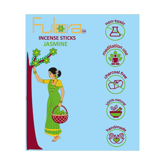 FULORA By ORBAN| Luxury Incense Stick | Perfect for Puja, Temple, Spiritual & Relaxation | Jasmine Fragrance |With Free Incense Sticks Stand
