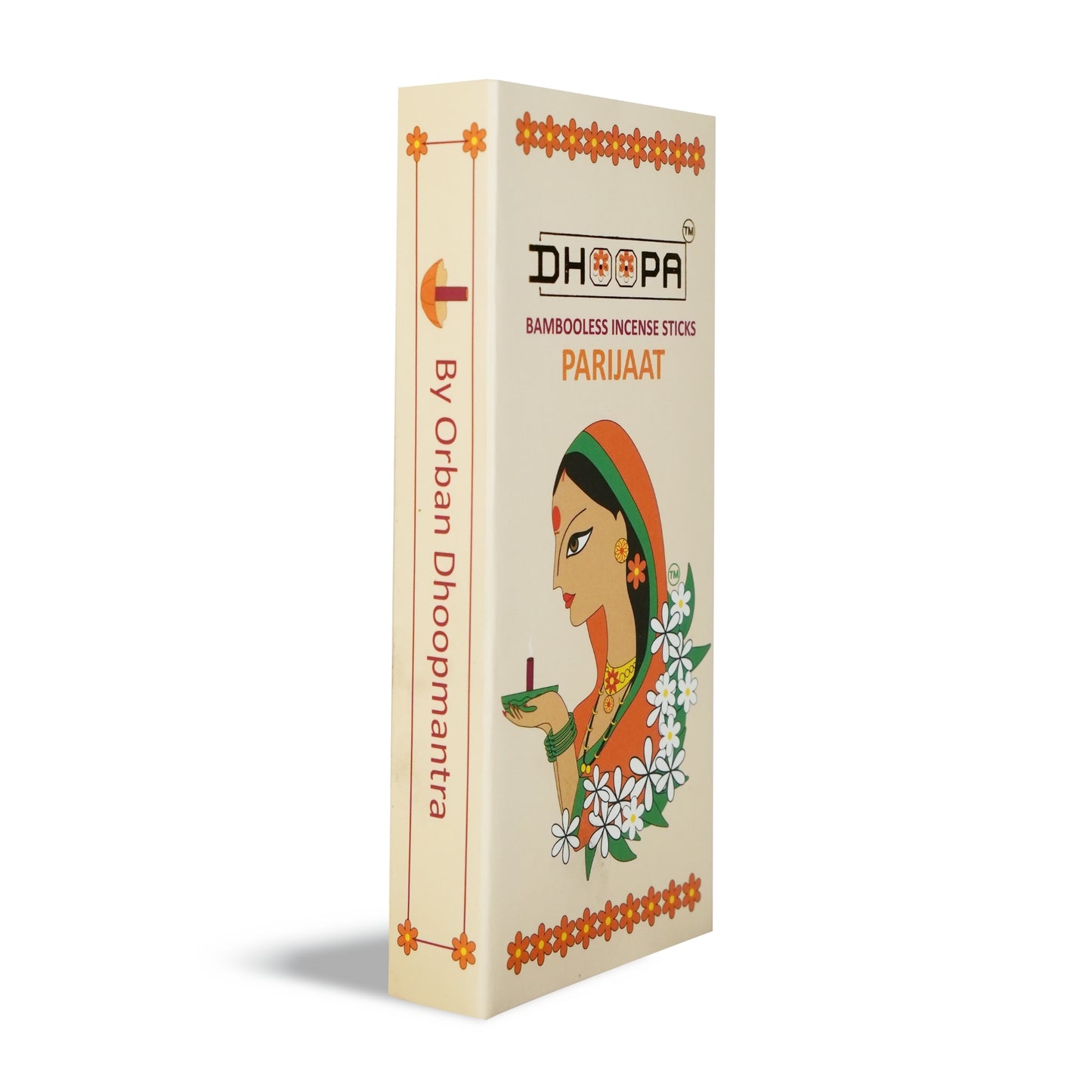 DHOOPA by ORBAN Deluxe Incense Dhoop Stick, Clean-Burning & Eco-Friendly | Enhance Meditation, Yoga & Pooja Experience | Parijaat Fragrance | with Stand & Bookmark