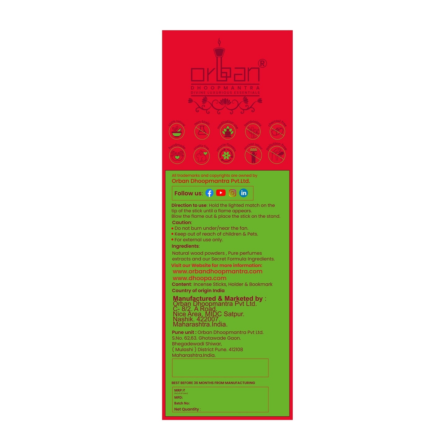FULORA By ORBAN| Luxury Incense Stick | Perfect for Puja, Temple, Spiritual & Relaxation | Jasmine Fragrance |With Free Incense Sticks Stand