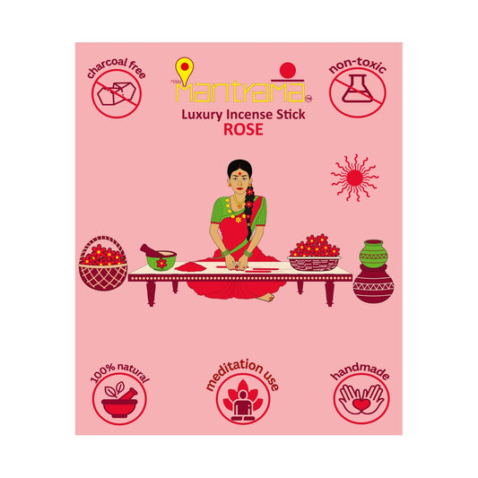 MAAY MANTRAMA By ORBAN |Luxury Incense Stick|Perfect for Puja, Temple, Spiritual & Relaxation |Rose Fragrance |With Free Incense Sticks Stand
