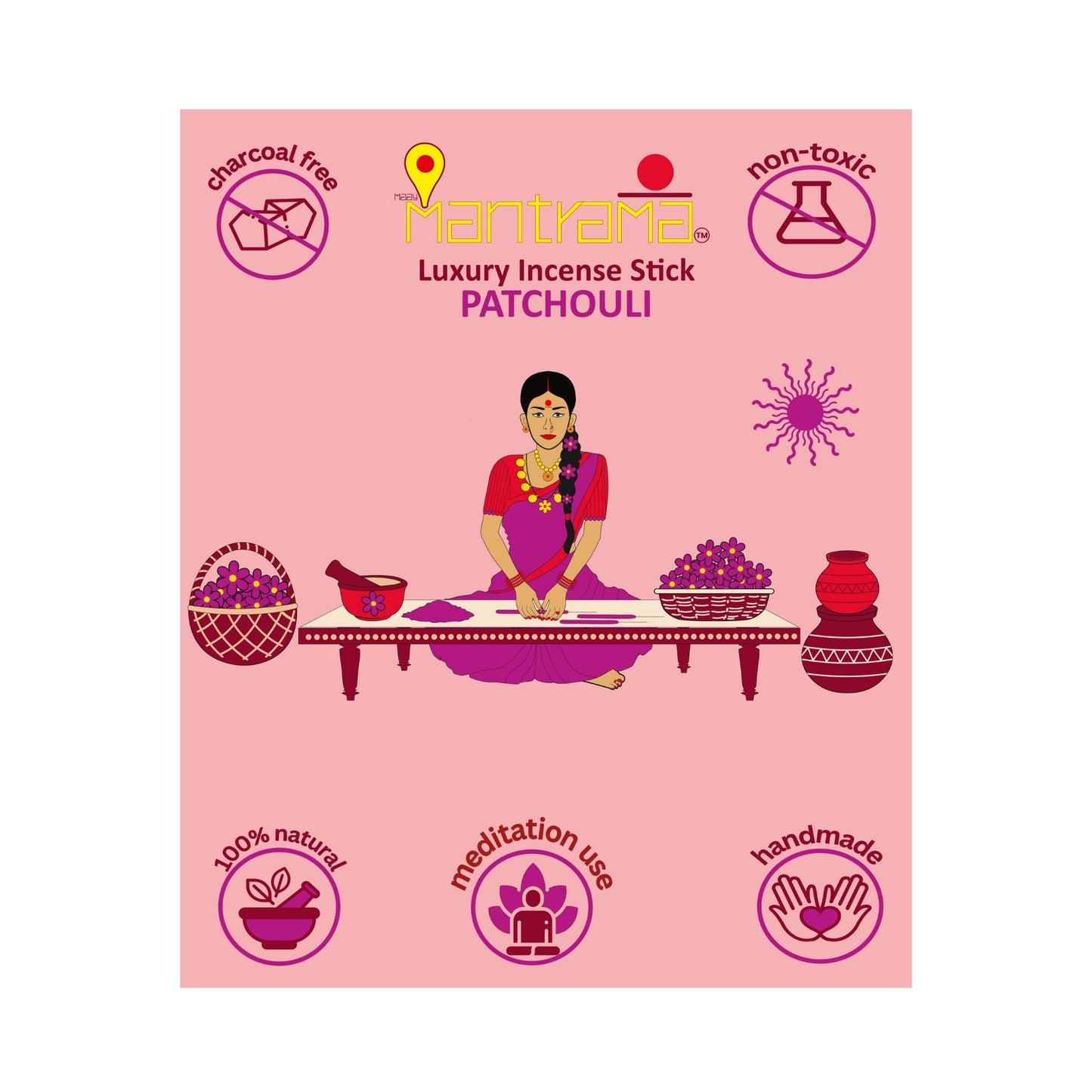 MAAY MANTRAMA By ORBAN |Luxury Incense Stick|Pooja Aroma| Perfect for Temple, Pooja & Meditation|Patchouli Fragrance |With Free Incense Sticks Stand