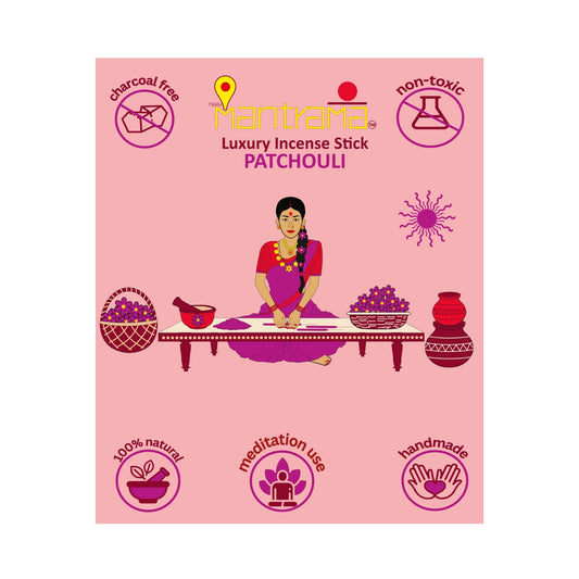 MAAY MANTRAMA By ORBAN |Luxury Incense Stick|Pooja Aroma| Perfect for Temple, Pooja & Meditation|Patchouli Fragrance |With Free Incense Sticks Stand