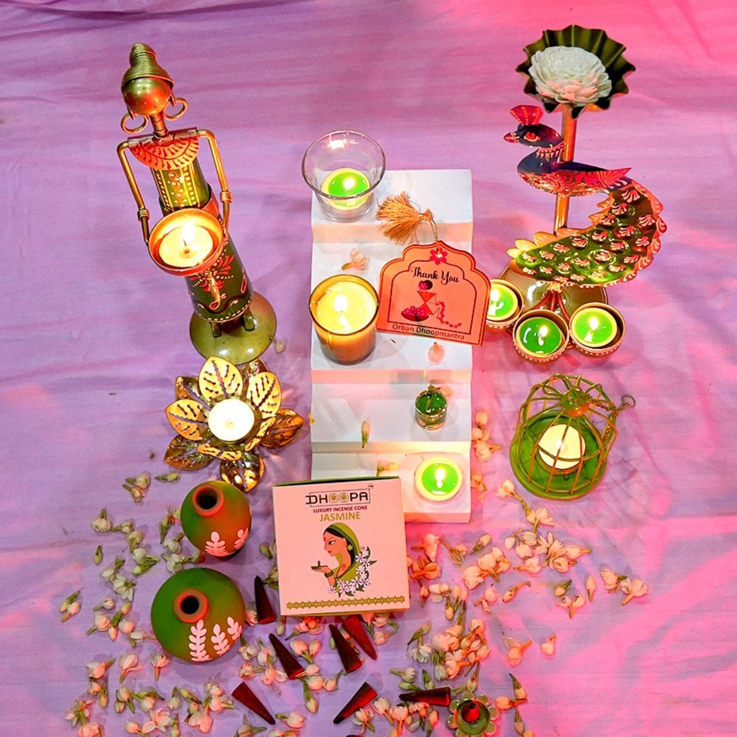 DHOOPA by ORBAN Deluxe Incense Cone | Refreshing Aroma for Peaceful Spaces | Perfect for Pooja | Jasmine Fragrance | with Stand & Bookmark