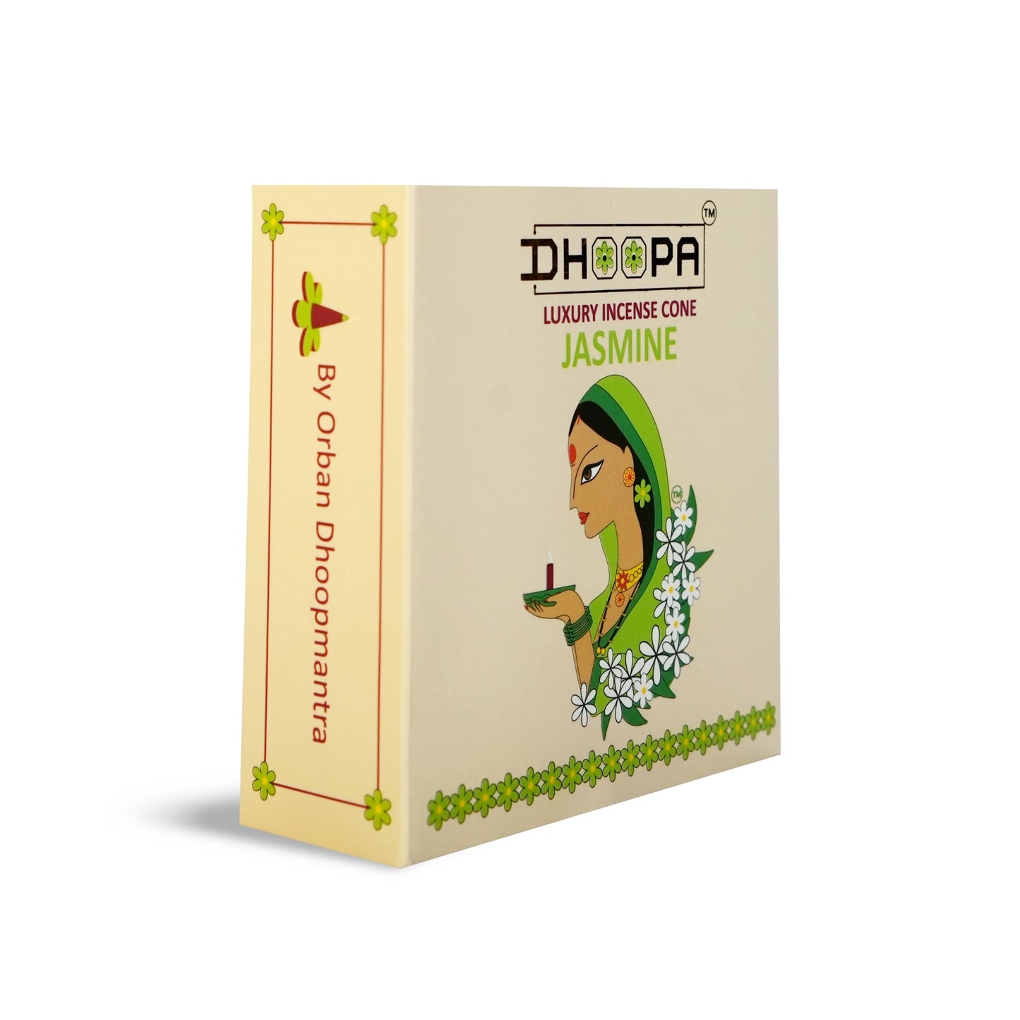 DHOOPA by ORBAN Deluxe Incense Cone | Refreshing Aroma for Peaceful Spaces | Perfect for Pooja | Jasmine Fragrance | with Stand & Bookmark