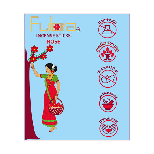 FULORA By ORBAN |Luxury Incense Stick| Devotional & Calming Aroma for Daily Use|Rose Fragrance |With Free Incense Sticks Stand