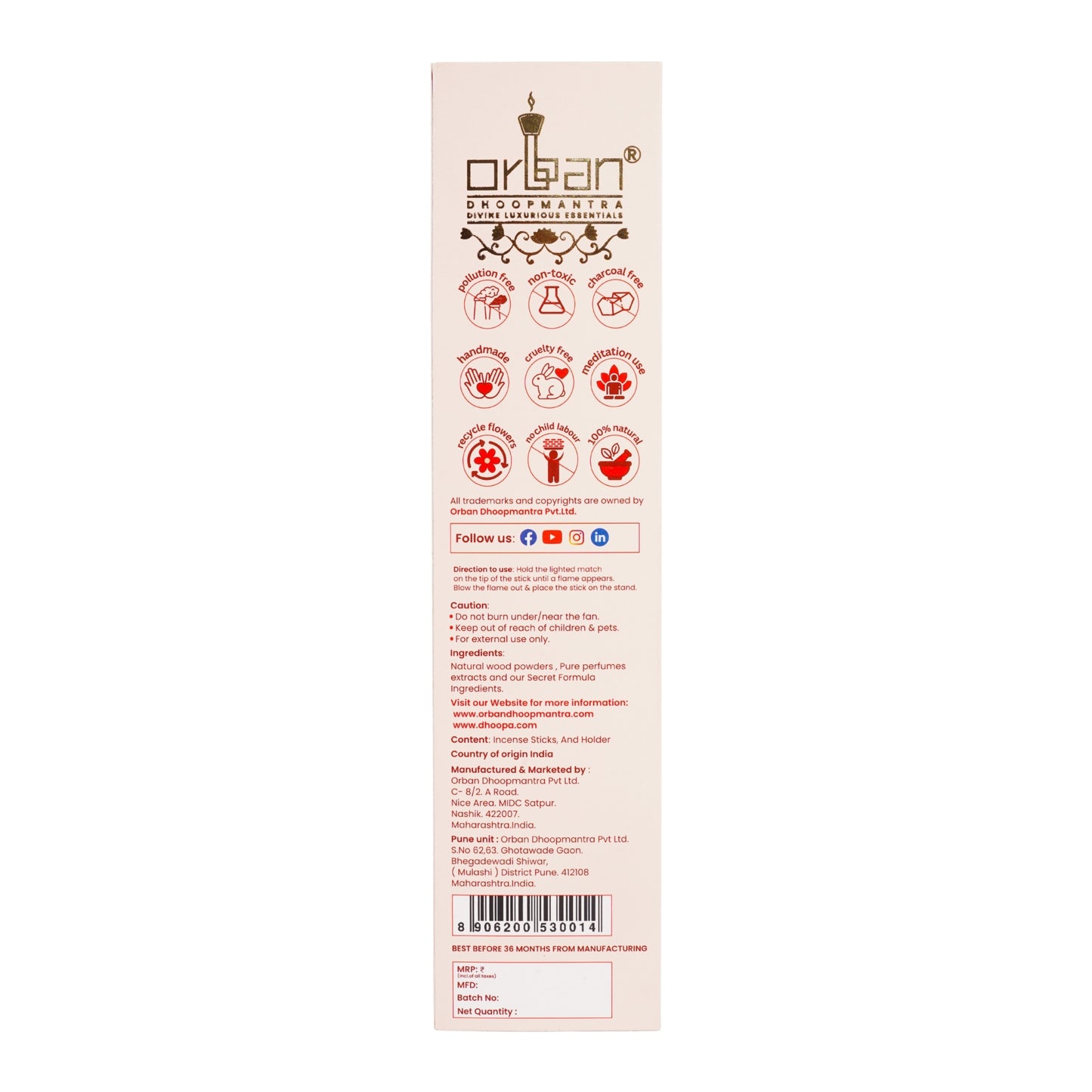 DHOOPA by ORBAN - Warli Luxury Incense Sticks | Natural Ingredients Long-Lasting Natural Aroma | Rose Fragrance | with Bookmark and Premium Sticks Stand